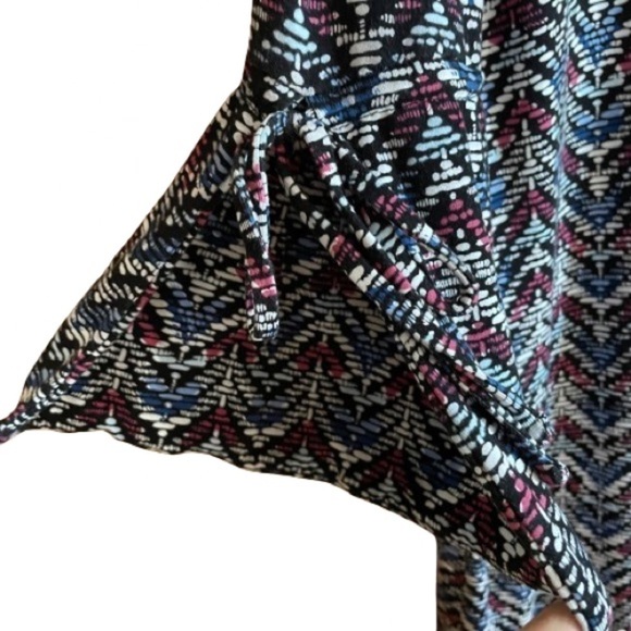 CHICO'S  Knit Trapeze Dress in Cool Multi Blue White Mauve Midi - Picture 4 of 8